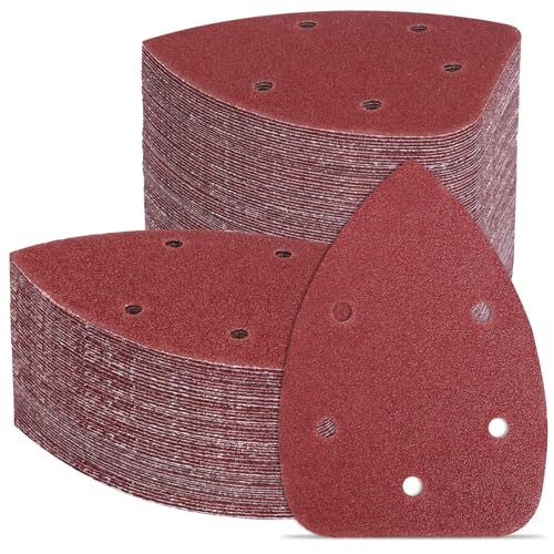 Coceca 150pcs Mouse Detail Sander Sandpaper Sanding Paper Assorted Sanding Pads 40 80 120 180 240 Grits 5 Hole Assorted Sander Sandpaper for Sanding Polishing