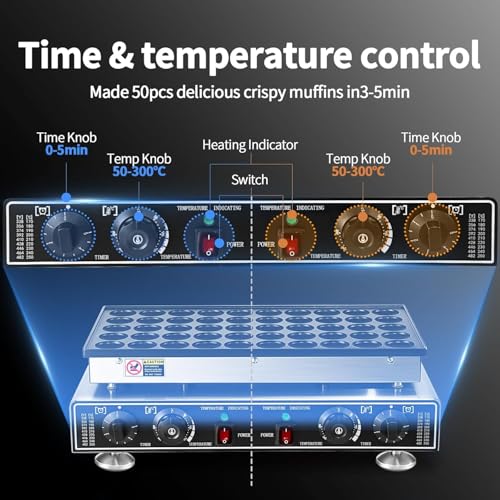Image of Blend Art Mini Pancake Maker Machine Commercial Electric Non Stick Pancake Baker Stainless Steel Adjustable Temperature 50-300C Fast Heating for Bakery Cafe Food Stall Home 50 pcs