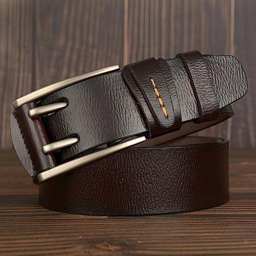 Ceinture de travail double griffe homme en cuir marron rétro 38 mm
