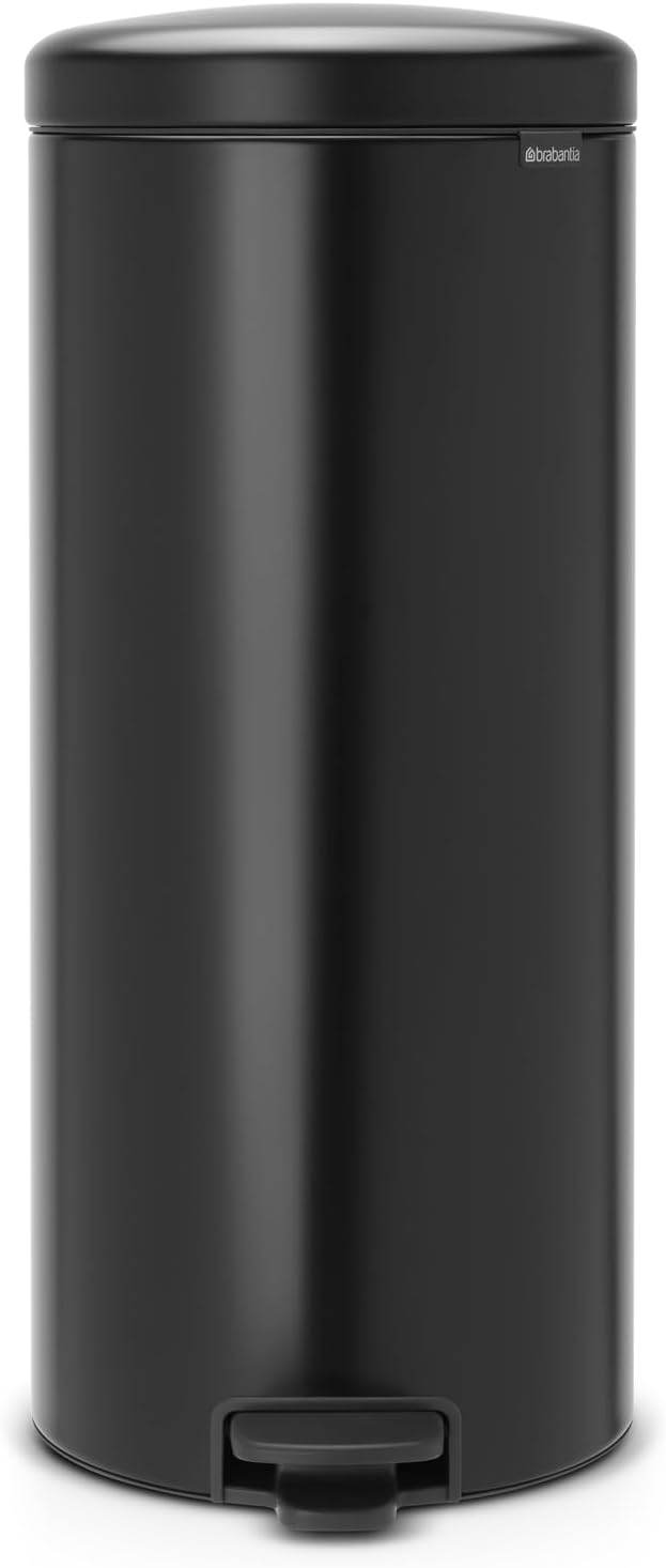 Step Trash Can Newicon With Plastic Inner Bucket, Matt Black 8 Gal. 30 Litre 114540
