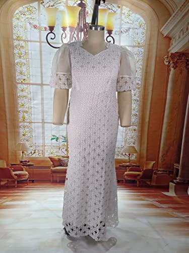 Cololura Elegant Plus Size Lantern Sleeve Hollow Bodycon Formal Gown Maxi Dress4