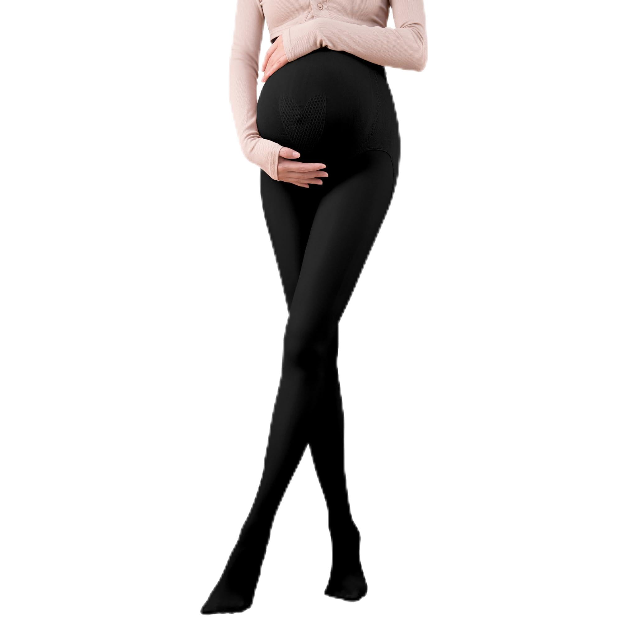 beifon Umstandsstrumpfhose 100 DEN, Blickdicht Umstands Strumpfhose Schwangerschaft Umstandsmode Umstandsleggings Schwangerschaftsstrumpfhose leggings für Schwangere(150 g, Schwarz)