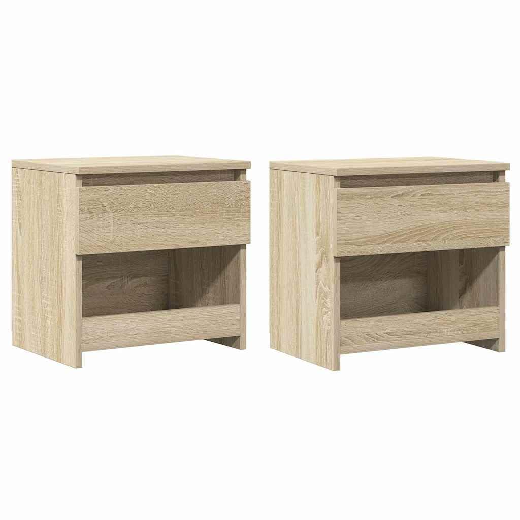 vidaXL Tables de Chevet 2 pcs, Armoire de Lit, Table de Nuit, Meuble de Chambre à Coucher Maison Intérieur, Moderne, Chêne Sonoma Bois d’Ingénierie