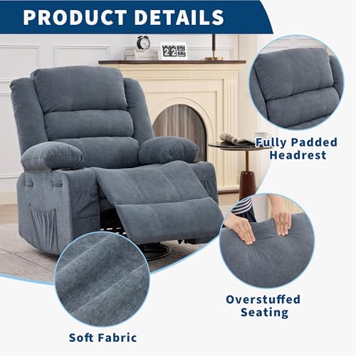 Image of Rocking Recliner Chair for Adults 360 Swivel Manual Recliner