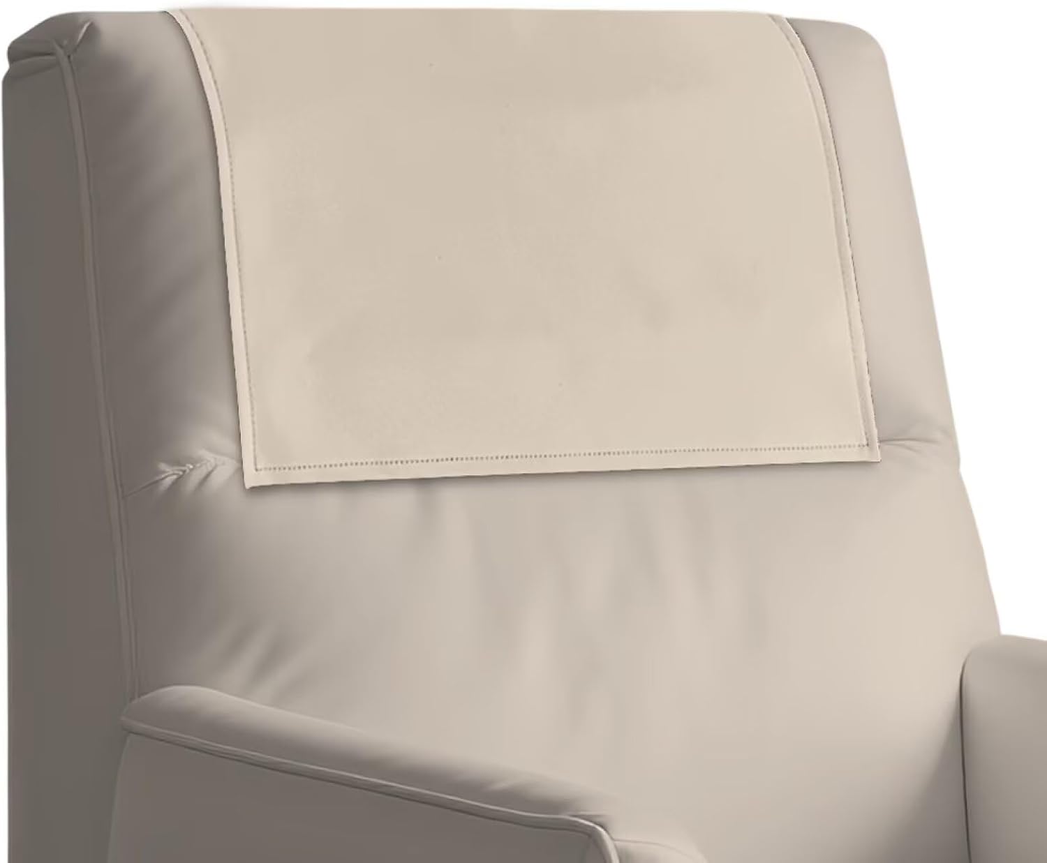 Beige Headrest Cover for Sofa Removable Polyurethane Recliner Headrest Cover for Living Room Dustproof 17"x27" Inch Couch Headrest Protector for Home Office Hotel Salon