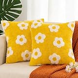 2 Stück Kissenbezug 50x50 cm,Zierkissenbezug Dekokissen mit Blumen,BlumenKissenbezüge,2er Set Kissenhülle Blume,Deko Kissen Wohnzimmer,Deko Kissen mit Blumen für Sofa Sessel Zuhause Schlafzimmer