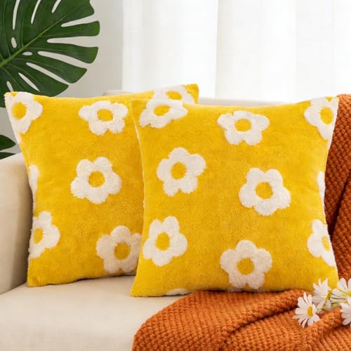 2 Stück Kissenbezug 40x40 cm,Zierkissenbezug Dekokissen mit Blumen,BlumenKissenbezüge,2er Set Kissenhülle Blume,Deko Kissen Wohnzimmer,Deko Kissen mit Blumen für Sofa Sessel Zuhause Schlafzimmer
