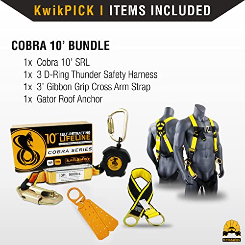 Image of KwikSafety - 10' Cobra Web Self-Retracting Lifeline [Bundle] Class 1 Retractable Safety Lanyard SRL ANSI OSHA Fall Gear