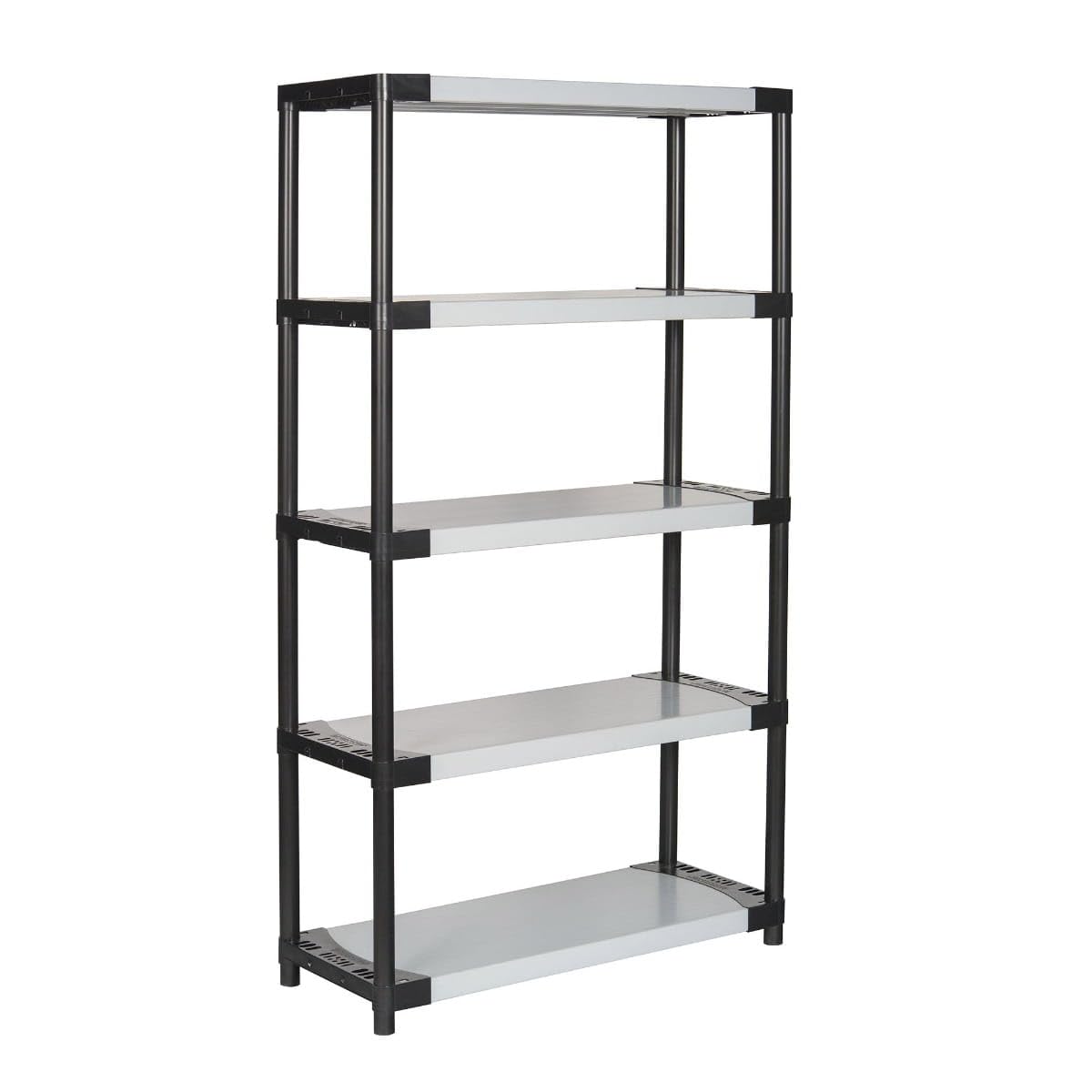 Bayersystem SMARTPLAST 1000 Étagère de Rangement en Plastique avec 5 étagères, 185 x 100 x 40 cm, jusqu'à 350 kg, pour Charges Lourdes, Cave, Atelier, en Plastique, Gris/Noir