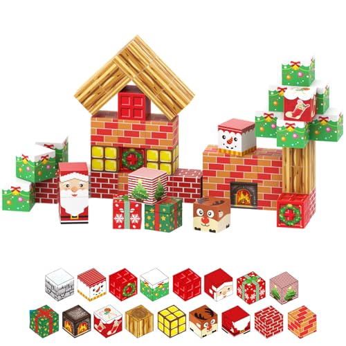 48PCS Christmas Magnetic Blocks Set, Holiday Building Toys for Kids,