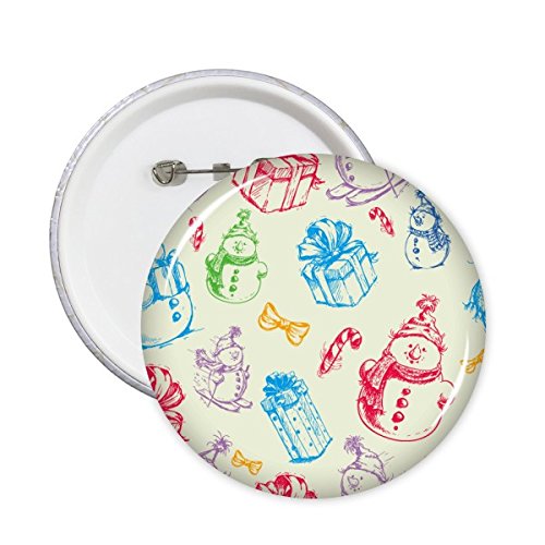 Badge rond bonhomme de neige Noël - Lot de 5 broches M pour fêtes