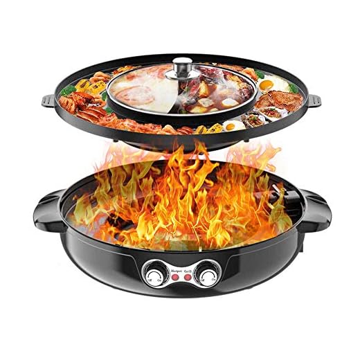 4.5L Removable Hot Pot with Grill, 2200W 16.5 ft Separable Shabu Hot Pot With Electric Indoor And Outdoor Korean BBQ Smokeless Grill Non-Stick Pan For Gatherings