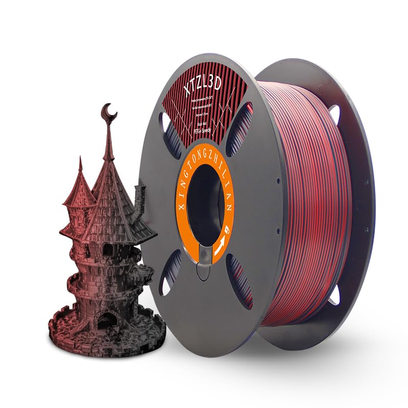 Rapid PETG Filament 1.75mm Black Red 1KG, High Speed Up to 600mm/s 3D Printer Filament Dimensional Accuracy +/- 0.02 mm, 1kg Cardboard Spool(2.2lbs) Fits for Most FDM 3D Printers