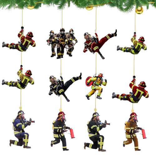 12 Feuerwehr Christbaumschmuck,2D Acryl...