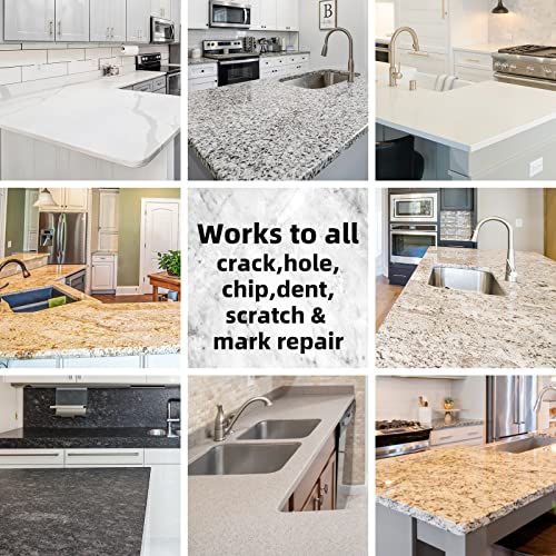 Marble and Granite Repair kit Porcelain Marble Stone and Quartz Countertops Repair kit for Chips Dents Cracks Holes Scratchs, Fix Chipped Edges Corners, Reattaches or rebuilds Missing Pieces - Thumbnail 5
