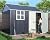 VanAcc 10x8x8 FT Shed 4-pane Window Nordic Cottage Storage Shed Outdoor Metal Garden House Double Hinged Lockable Doors for Backyard Garden Patio Lawn Dark Grey/White