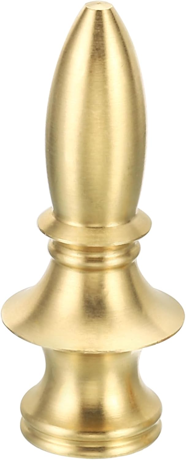 PATIKIL 2.1" Tall Brass Lamp Finials Cap Knob, 1 Set Lamp Screw Holder Tapped 1/4-27 for Table and Floor Lamp Shade Decorations