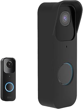 honecumi Silicone Cover for Blink Video Doorbell Black Weatherproof Protective Case, No-Drill Doorbell Skin, Anti-Slip Fit,Full Protection for Blink Doorbell, Easy Installation