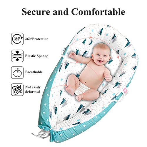Whozu Baby Lounger Baby Nest Co Sleeping, Portable Baby Bed Floor For Newborn, Infant Girl Boy 0-12 Months, Cover 100% Cotton, Soft And Comfortable, Blue #TOP1