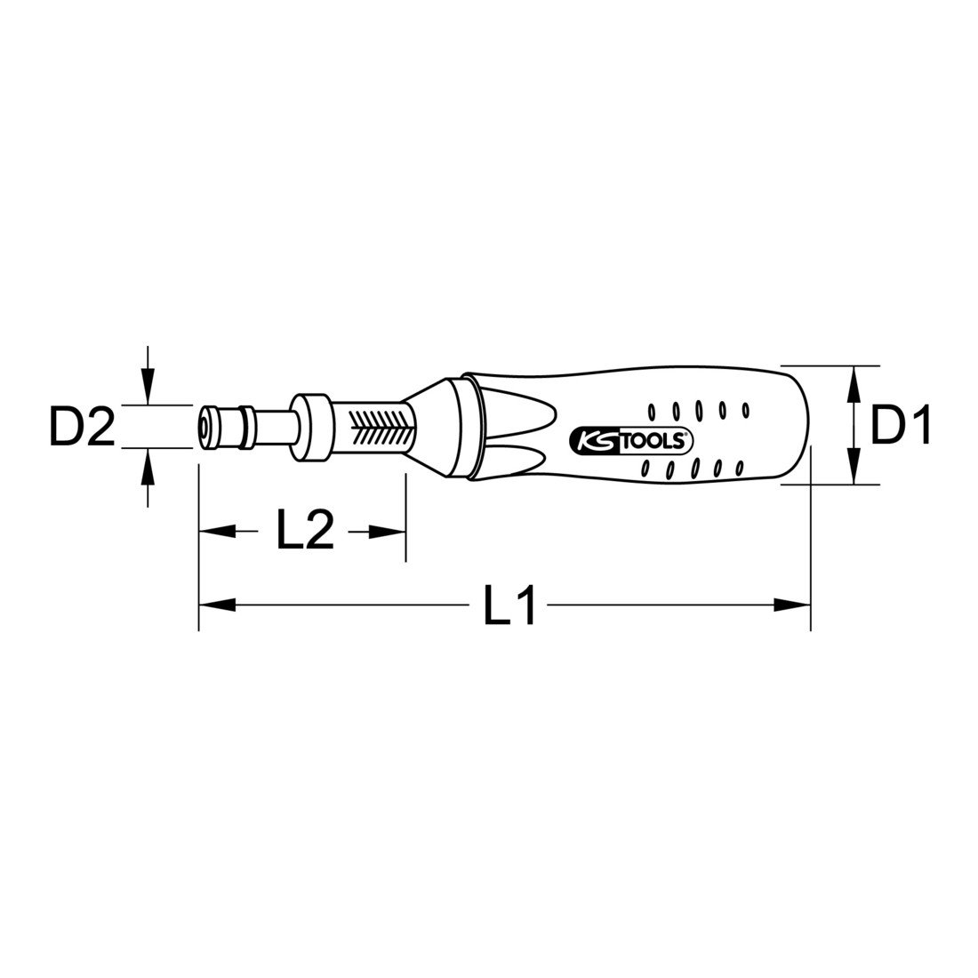 KS Tools 516.3250 1/4" Destornillador dinamométrico con escala micrométrica, 10-120cNm