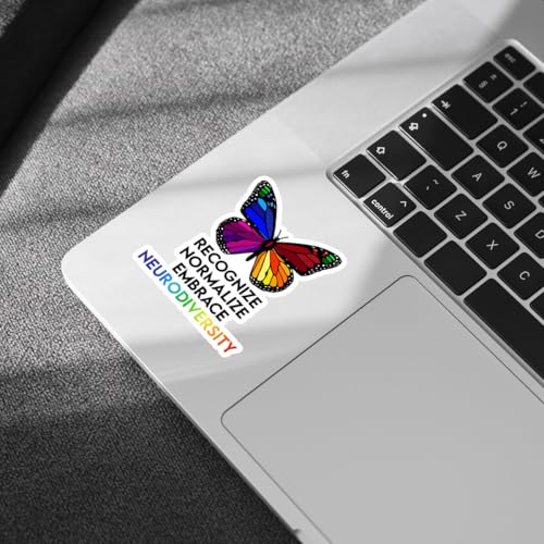 Image of 3 Pcs Recognize Normalize Embrace Neurodiversity Sticker - Rainbow Butterfly Autism & Mental Health Awareness Neuroscience Stickers for Water Bottle, Laptop, Car, Helmet, Notebook, Phone (S1, 6 inch)