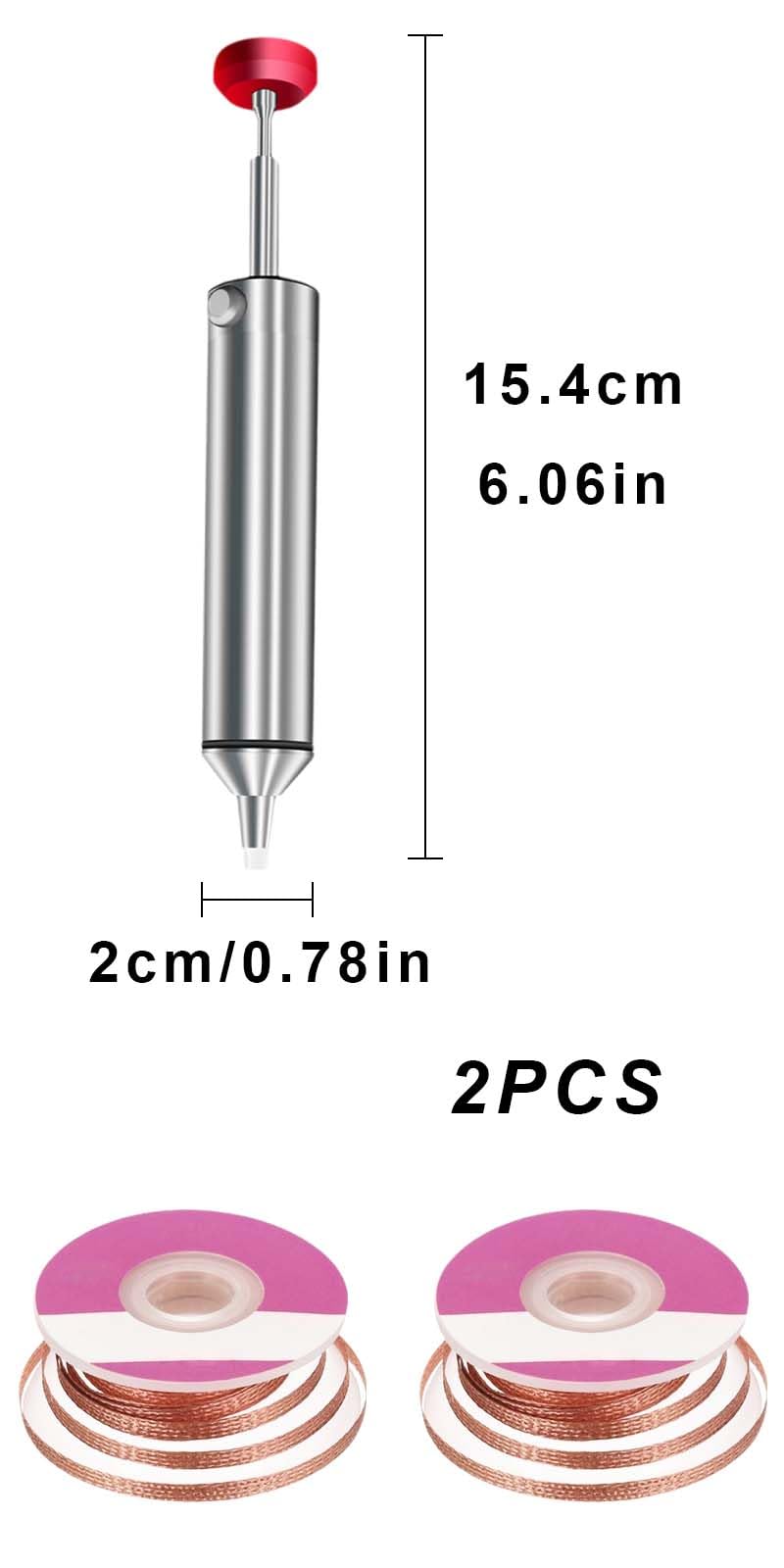 Pompe Dissaldanti,Strumento Dissaldante,pompa dissaldante,Saldatura Manuale Ventosa,pompa dissaldante stagno,Rimuovere la Saldatura Strumento Dissaldante con Ugello in Silicone 2 Filo dissaldante150mm