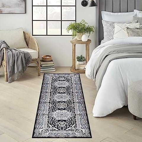 renoazul Floral Design Washable Runner Rug Cover