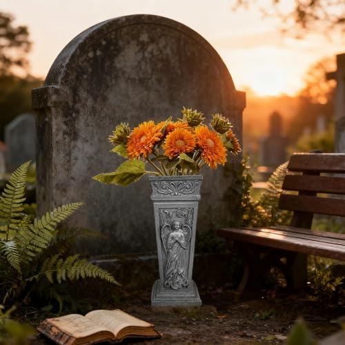 Jarrón de cementerio antivuelco con estaca para fijar flores en la tumba de tus familiares 3