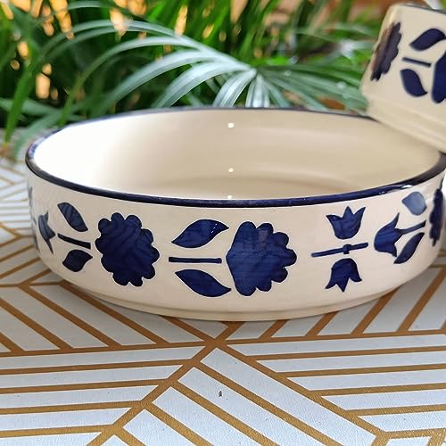 Image of Niyara Stoneware Handmade Ceramic Stylish Premium Bowls Serving Bowls Microwave Dishwasher Safe (Salad Delta Bowl)