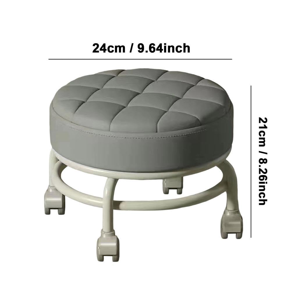 Sgabelli rotanti con ruote Girevole a 360° Sgabello per lavori domestici Sgabello per pedicure rotondo a basso rumore per garage, GRIGIO