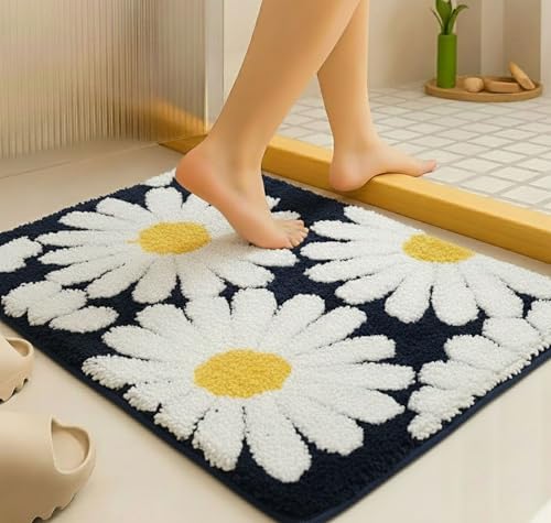Image of HOMEKART Microfiber Bath Mat 2000 GSM, Super Soft & Absorbent Anti-Skid Bathroom Floor Mat, Quick Dry Door Mat for Bathroom, Bedroom & Kitchen (40x60 cm, Navy Blue) Pack of 1