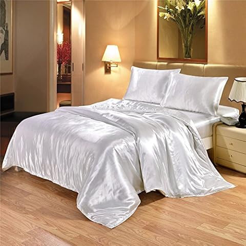 ABP Collection Duvet Cover - White Duvet Cover King Size 94X104 King/Cal King Size With Zipper Closure & Corner Ties, Ultra Soft Silky Satin Comforter Cover (1 Pieces Duvet Cover) Cover
