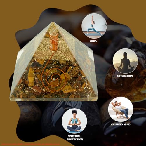 Image of Tiger Eye Pyramid | 2-Inch | Pyramid for Meditation, Energy Healing, and Spiritual Practices | Handcrafted with Genuine Gemstones |