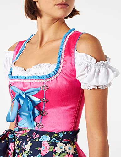 Dirndline Women's Dirndl with Flower Apron Special Occasion Dress, Pink/Patterned, XXXL, 3XL - Image 3