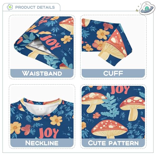 JUNZAN Aesthetic Mushroom Blue Big Girls Hoodie Sweatshirt Long Sleeve Hoodie for Boys Athletic 4T3