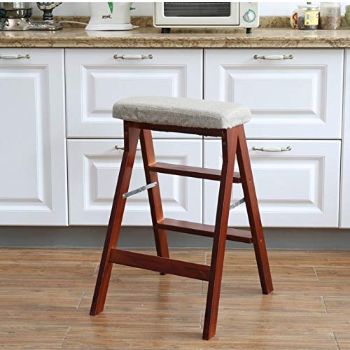 Yebdd Ladder Stool Dual Use Functional Home Creative High Stool Solid Wood Folding Portable Shelf (Color : Blue) #TOP2