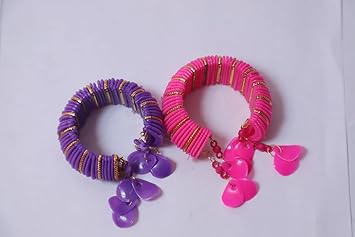 Fashion Color Full Hanging Glitter Charm Bracelets for Women and Girls | Tone Charms Style Bracelet | Accessories Jewellery for Women | Pack of 2