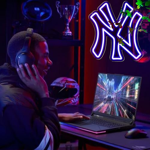 Image of AHlove YANKEES Neon Signs for Wall Decor，Baseball Team Neon Lights for Bedroom，LED Signs Suitable for Man Cave、Dormitory、Games Room、Bar，Gifts for Teen Boys