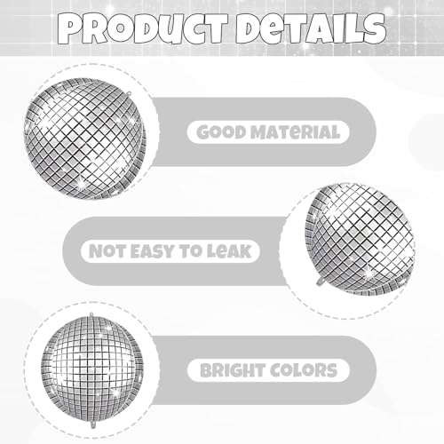 Image of 6pcs 22 inch Silver Star Balloons and Disco 4D Large Foil Balloons, Silver Foil Star Balloon 4D Aluminum Balloon For Birthday Baby Shower 70s 80s Disco theme Party Wedding Anniversary Decorations