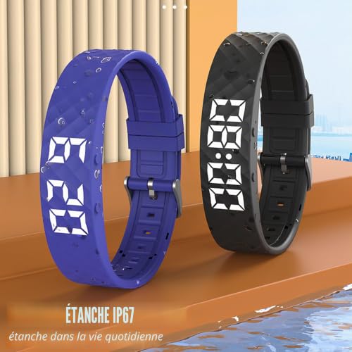 findtime Tracker d'activité Moniteur de Sommeil Montre de Rappel d'Alarme vibrante pour Le Sport Montre Podomètre Connectée Enfant Homme Femme Bracelet Enfant Montre Digitale Garçon ip68 étanche – vue 5