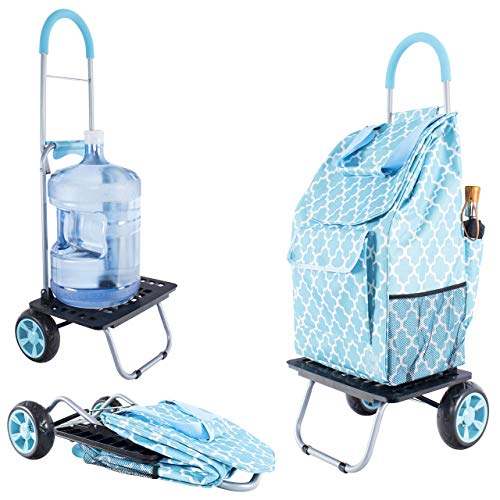 dbest products Bigger Trolley Dolly, Moroccan Tile Shopping Grocery Foldable Cart