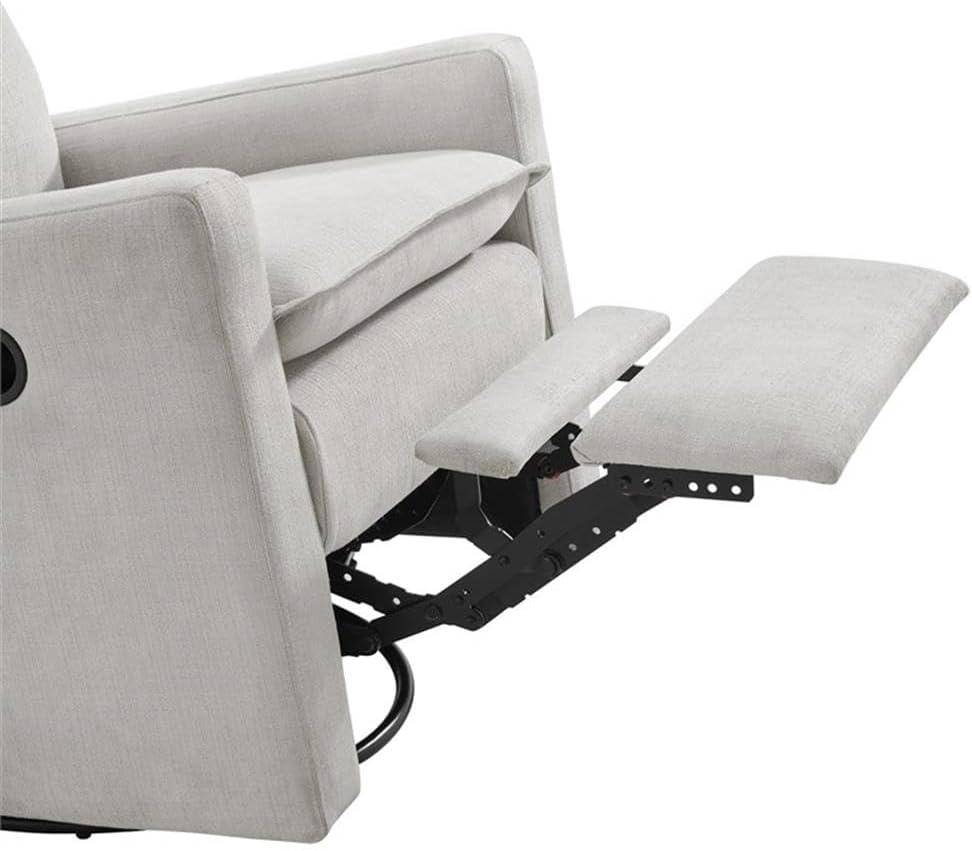 Pemberly Row Upholstered Swivel Glider & Recliner, 38" H x 29" W x 34" D, Wood and Fabric, Sand Beige Finish, Quiet Metal Mechanisms, Full Motion Nursery or Family Room Chair
