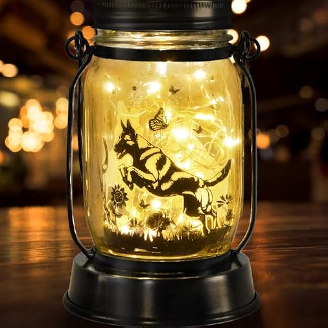 Dog Solar Lanterns Dog Lover Gifts for Women Men Dog Lovers Gifts Hanging Dog Lanterns with Stake for Yard Lawn Garden Decor Waterproof Dog Lights Torches