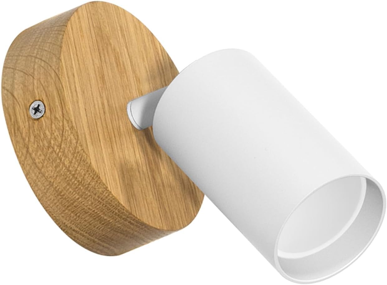 LED Wood Deckenstrahler 1 Flammig Schwenkbar - Handgefertigte Spots Deckenleuchte Modern aus Eiche - Strahler Deckenlampe Holz - GU10 Spotlight Lampe Wohnzimmer (Ohne Glühbirne) - Durchmesser 10cm