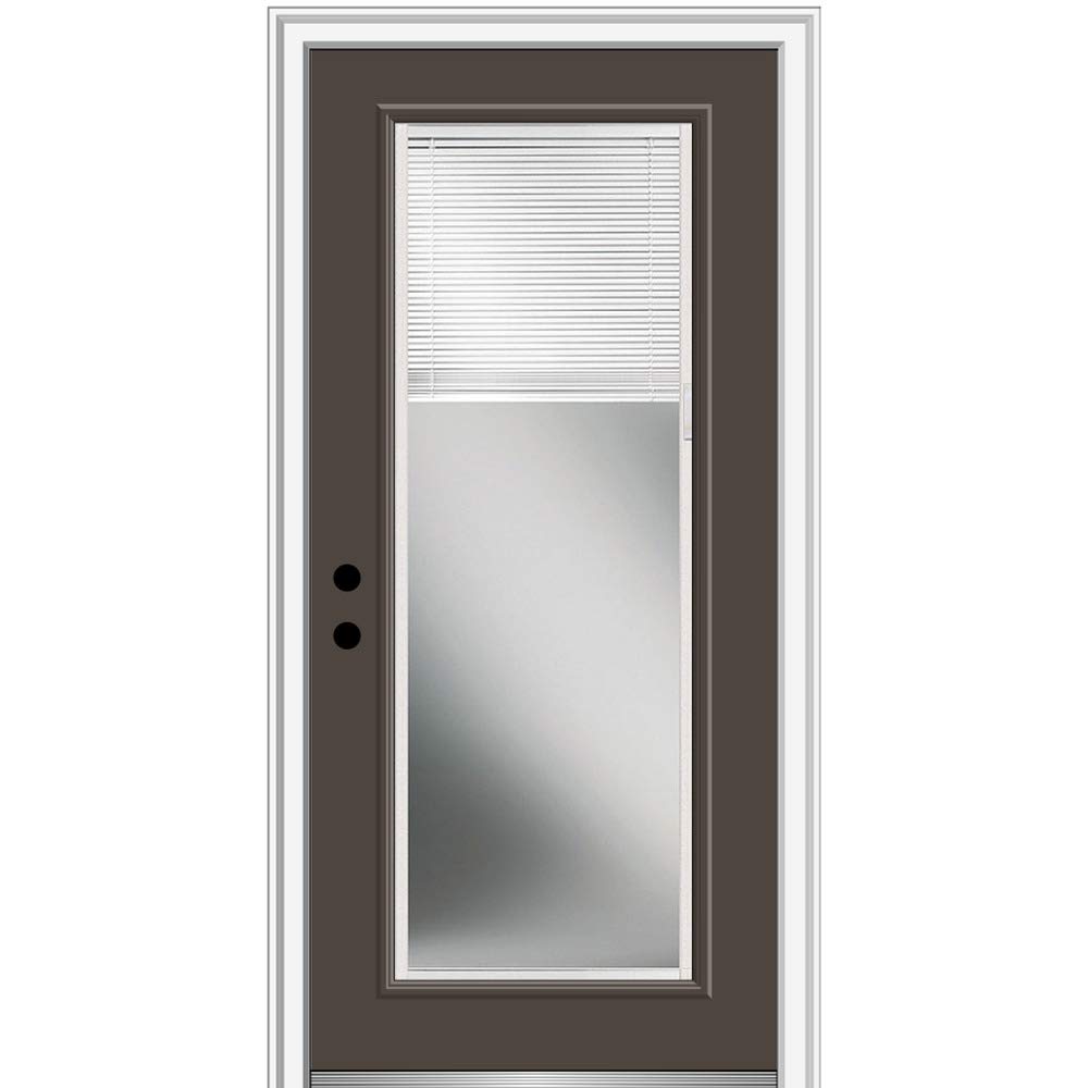National Door Company Z009188R Steel Brown, Right Hand In-swing, Prehung Door, Full Lite, Clear Low-E Glass with RLB, 36