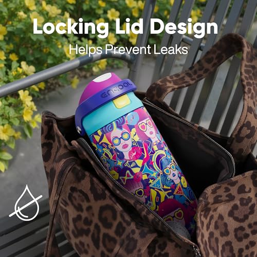 Image of ENCOOL Leakproof Insulated Water Bottle with Straw Dual-Sip Water Bottle Bag-Safe Design for Work, Commute & Gym - Keeps Drinks Cold All Day, 24 oz, Vibe Spice