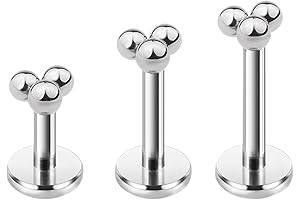 Titanium Threadless Push Press-Fit Stud Piercing Jewelry 20G/18G/16G 6mm/8mm/10mm Ball/CZ/Triangle/Trinity Ball Top Flat Back