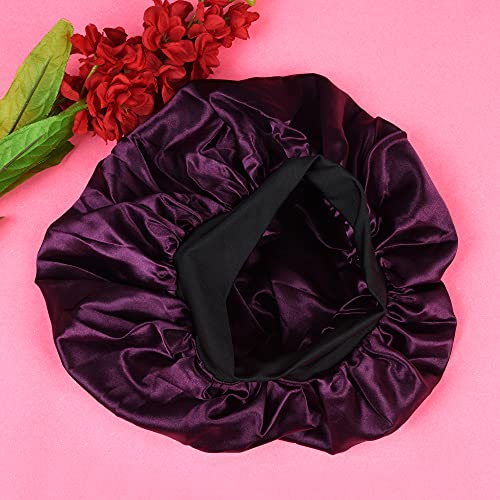 Image of Satin Silk Premium Sleeping caps, Comfortable & Soft Double layered Streachable Hair Bonnets For All Head Sizes & Hair Type, Night Care Routine - Pack Of 1 Pcs - Wine