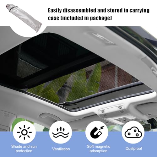 Image of Car Window Shade, 25.6 inchx39.4 inch Breathable Mesh Magnetic Auto Sunroof Sunshade, Car Window Screen for Sun, Glare and UV Rays Protection, Vehicle Sun Shades for Baby and Kids