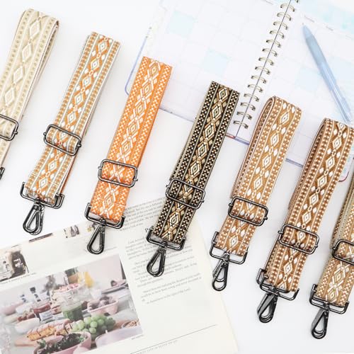 Image of LEMEDE Purse Strap Adjustable Replacement Crossbody Bag Straps Retro Jacquard Embroidery Shoulder Straps for Shoulder Bag